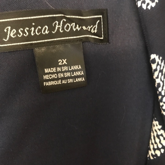 Jessica Howard Navy dotted Zipper back Wide Leg Jumpsuit - Picture 3 of 4